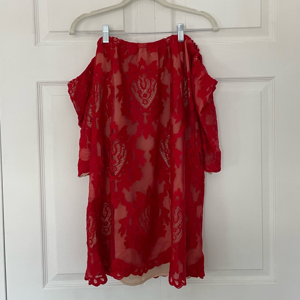 Off the Shoulder Red Lace Dress